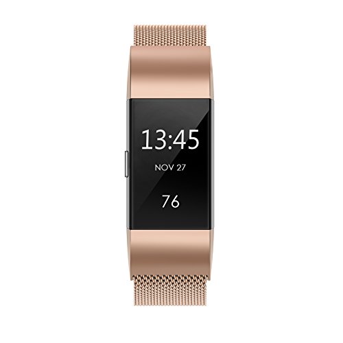 Yutior Metal Bands Compatible with Fitbit Charge 2, Stainless Steel Metal Magnetic Replacement