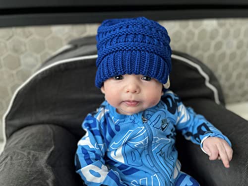 Funky Junque Beanie Infant Baby Skull Cap Hat (NO POM) - Black & Royal Blue (2 Pack)4