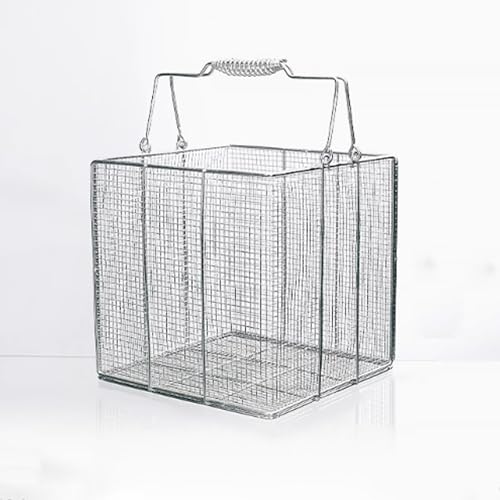 Cesta de esterilización de instrumentos quirúrgicos de acero inoxidable 304, con asa de transporte, para laboratorio, hospital, odontología(25x25x25cm/9.8x9.8x9.8in)