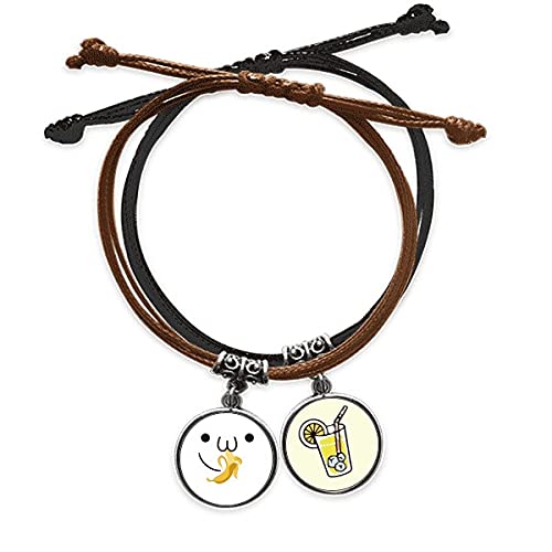 Bracelet cuir kaomoji ajustable chaînette d'expression