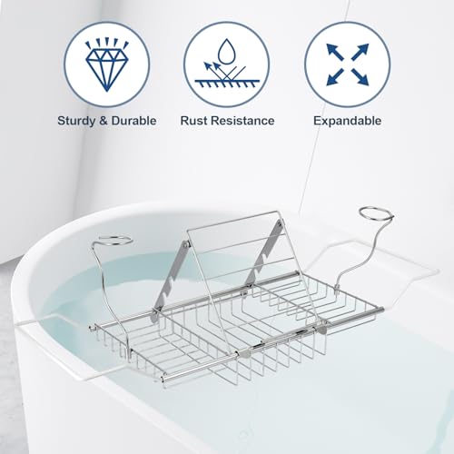 Accesorios de baño de longitud ajustable y bandeja de baño expandible 4