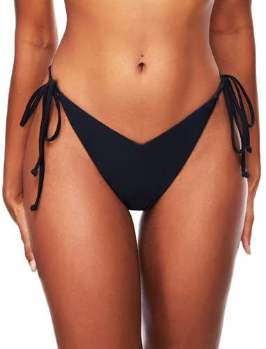TZLDN Bikini Bottoms for Women Sexy Cheeky String Tie Side Brazilian V-Front V-Back Swimsuit Bathing Suit