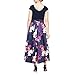 S.L. Fashions Women's Floral High-Low Gown with Pockets and Stretch Bodice, Wedding Guest Dress (Petite and Regular Sizes), Navy Cap Floral, 14