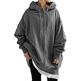 [Ｍｉｎｅｓａｍ] オーバーサイズ パーカー レディース 秋 ジップアップパーカー ロング丈 コート レディース 秋服 冬服 大きいサイズ (01 グレー,5XL)