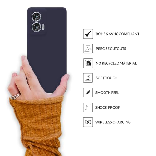 Image of SPRIG Compatible with Moto Edge 50 Fusion Premium SilkTone (Liquid Silicone) Back Cover Drop Tested Shock Proof Mobile Case for Men, Women, Boys and Girls with Camera Protection (Midnight Blue)