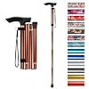 supregear Folding Cane, 5-Level Adjustable Height Walking Stick Lightweight Collapsible Portable Travel Cane with Wrist Strap and T Handle for Elderly Disabled Men Women