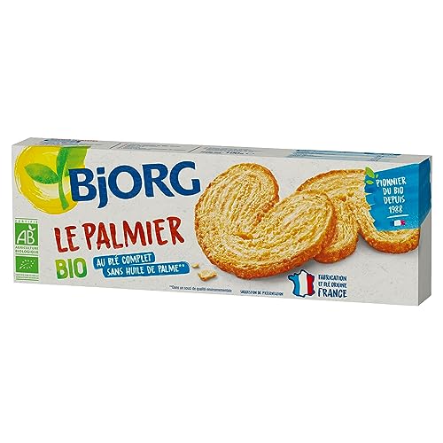 BJORG Le Palmier Biscuits Bio Pur Beurre Au Blé Semi Complet Sans Huile de Palme Source de Fibres Paquet de 100 g Lot de 2 - vue 3