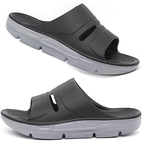 AIFLM Mens Recovery Sandals with Plantar Fasciitis Arch Support Slides Slippers for Men Orthotic Open Toe Sport U-shaped Shoes Thick Sole Reduces Stress on Feet Cover