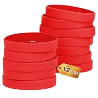 HONTIUS 12 Stück Silikon Armbänder Silikonarmbänder, 8’’ Silikonarmband 20.2cm Silicone Wristband Leer Gummiarmbänder für Schule Team Party Männer Frauen Rot