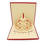 IShareCards Handmade 3D Pop Up Birthday Cards Creative Greeting Cards Papercraft (90° Happy Birthday Cake)