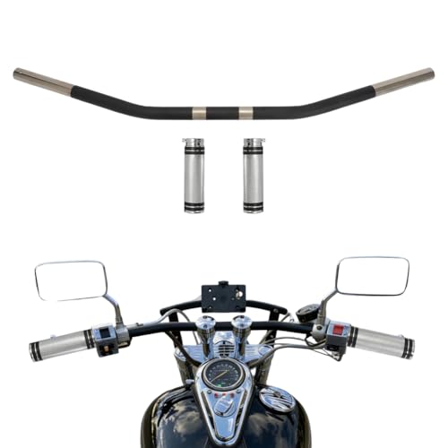 Image of 1 inch Drag Style Motorcycle Handlebars with Handlebar Grips Tube Steel Handlebars Drag Bar Dimpled for Sportster 883 1200 Nightster 07-later XL