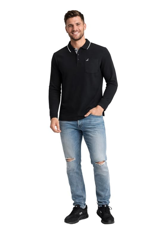 Image of AMERICAN CREW Full Sleeves Polo Collar T-Shirt with Pocket for Men