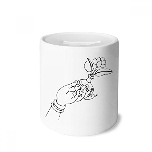Tirelire en céramique bouddhiste 9cm vase main zen pour épargne enfants et adultes