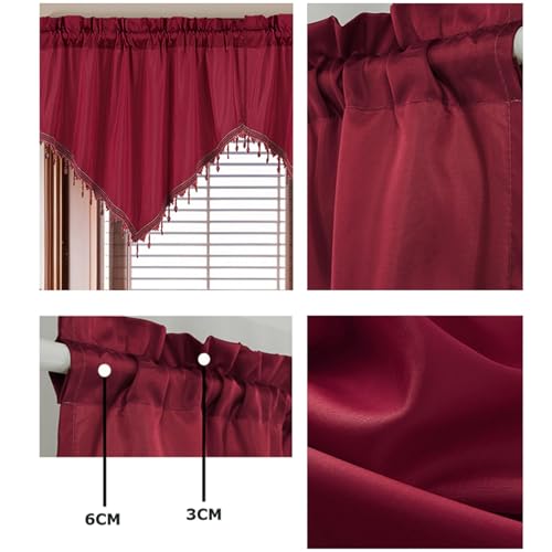 Cortinas cortas de diseño rústico triangular con borlas elegantes para cocina moderna 5