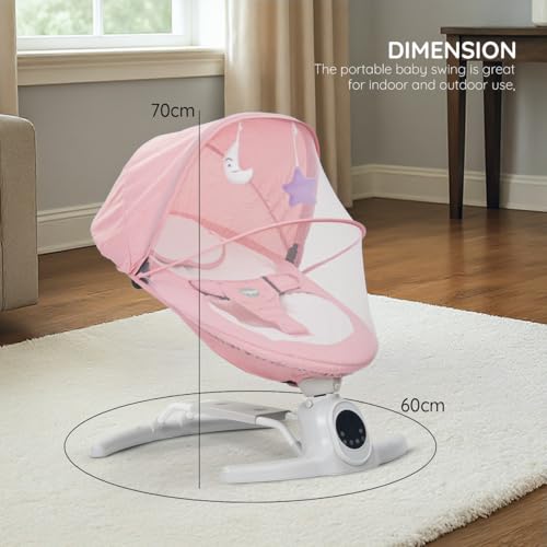 Image of Baybee Wobbles Electric Baby Cradle and Swing | Baby Relaxing Swing Jhula with Adjustable Speed & Timer | Rocker for Babies with Music, Canopy & Mosquito Net, Automatic Cradle for New Born Baby (Pink)