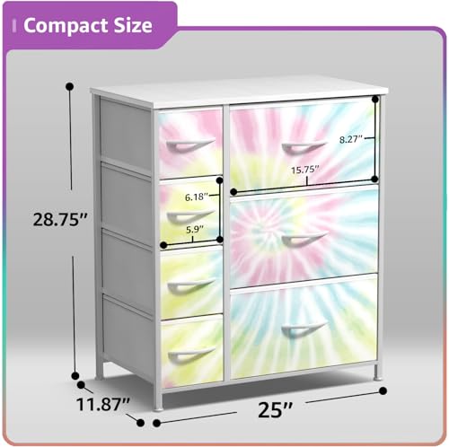 Sorbus 7-Drawer Dresser for Kids Bedroom, Wood Top (Light Tie-dye) - image 4