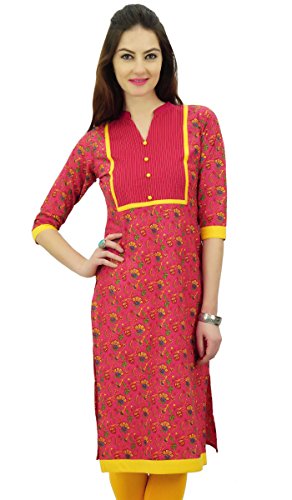 Kurti Indien en Pur Coton : Tunique Droite aux Finitions Imprimées Soignées