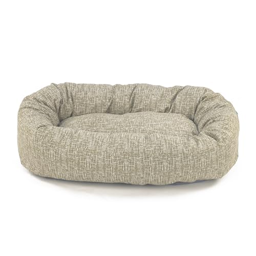 Image of Majestic Pet 40 Inch Bagel Calming Dog Bed Washable - Cozy Soft Round Dog Bed with Spine Support for Dogs to Rest Their Head - Fluffy Donut Puppy Mat 40x29x9 (Inch) Large - Tan