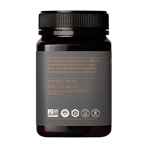 Manukora Umf 16+/Mgo 600+ Raw Mānuka Honey (500G/1.1Lb) Authentic Non-Gmo New Zealand Honey, Umf & Mgo Certified, Traceable From Hive To Hand #TOP6
