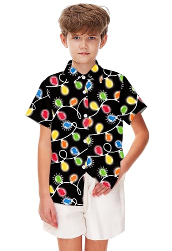 Image of Remimi Unisex Kids Halloween Shirt Boys Pumpkin Ghost Shirts Hawaii Button Up Tops 5-14 Years