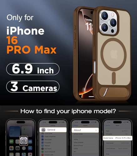 Image of Magnetic Compatible with iPhone 16 Pro Max Case, [Built-in Invisible Kickstand][Compatible with MagSafe] [Military Grade Shockproof] Slim Translucent Matte Phone Case for iPhone 16 Pro Max 6.9 inch