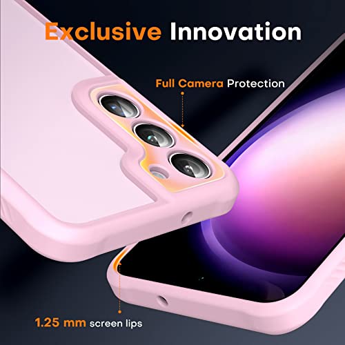 Image of TOCOL for Samsung Galaxy S23 Case Built-in Camera Lens Protection, Translucent Matte Back & Non-Slip [Military Grade Protection] Case for Galaxy S23 5G, Pink