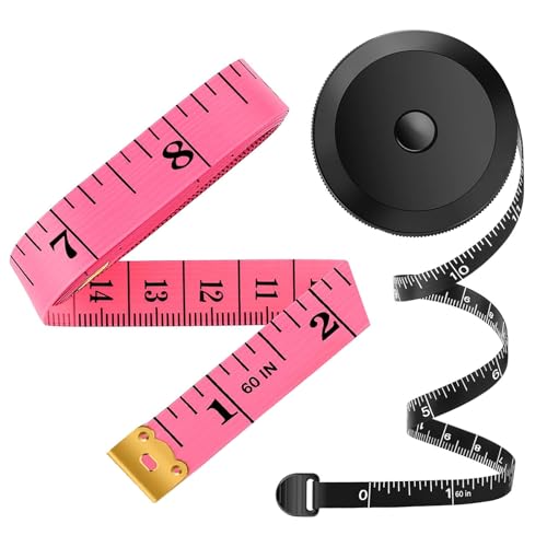 Tape Measure Body, Measuring Tape for Body Measurements, Retractable 150 cm / 60 inch Tape Measure Black with Pink Tape Measure 150 cm