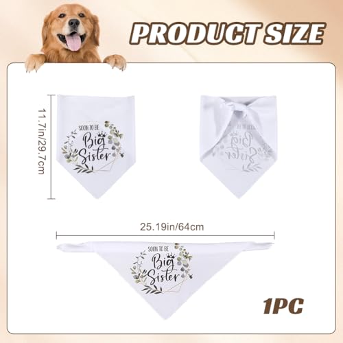 CRASPIRE Soon to Be Big Sister Dog Bandana Wedding Pet Bandana White Leaf Triangle Pet Dog Scarf Engagement Wedding Announcement Photo Props Collars Accessories for Pet Dog Lovers Gifts - Image 2