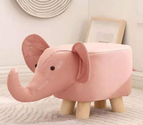 Mearrineser ショートスツール 漫画の動物のベンチ 無垢材の家庭用創造的な靴を履き替える 子供の小さな (ピンク)