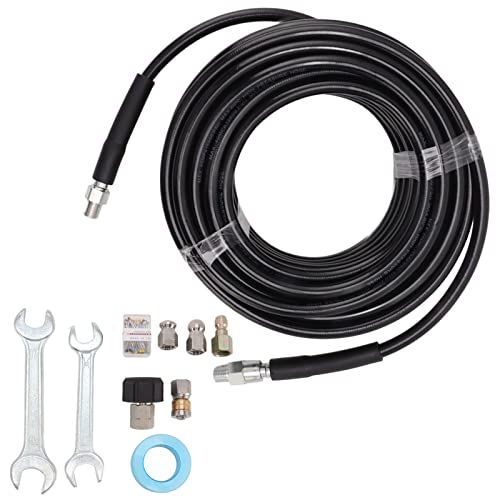 Pilipane High Pressure 5800Psi Sewer Jetter Kit,Flexible 15M Drain Hose with Rotating Nozzles for Efficient Sewer and Toilet Dredging