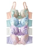 [ニッセン] ブラジャー 花柄刺しゅうブラジャー４枚組 4枚組(ペールカラー) G95