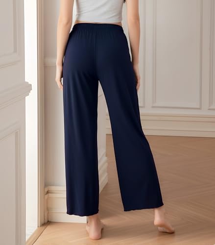 Image of DAVID ARCHY Women Pajama Pants Bamboo Rayon Comfy Cooling Lounge Sleep Flowy Casual Wide Leg Pj Bottom with Pockets 1 /2 Pack