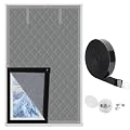 Augblinds Window Insulation kit, Curtain Size 26 Inch x 38 Inch, Thermal Insulated Window Cover Oxford Cloth Thicken Cotton Fiber and Loop Strips for 24''×36'' Window for Winter to Keep Warm, Gray