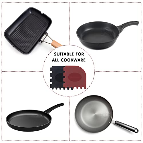Matscover Grill Pan Scrapers, Cast Iron Scraper With Built-In Adsorption Gadget, Pot Scraper Non Scratch For Cast Iron Skillet, Frying Pans And Griddles Cleaning, Red And Black, 4 Pack #TOP6