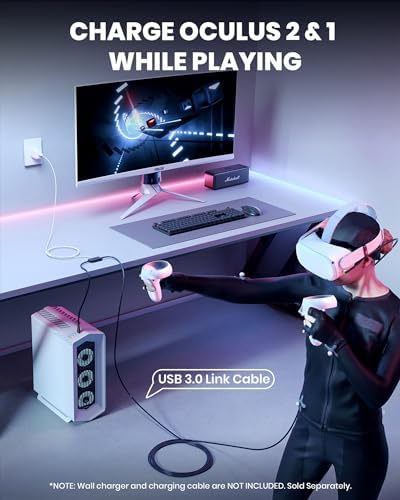 INIU Link Cable, 5m VR Cable for Meta Oculus Quest 2/Quest 3/Pro Pico Accessories and Gaming PC Steam VR, USB 3.0 High Speed Data Transfer USB C Cable with Separate Charging Port for Fast Charging