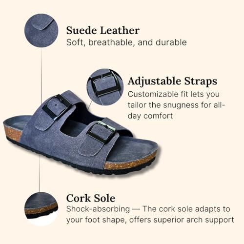 Image of Men Suede Leather Sandals | Cushioned Footbed | Comfortable | Casual Slip-on Slippers