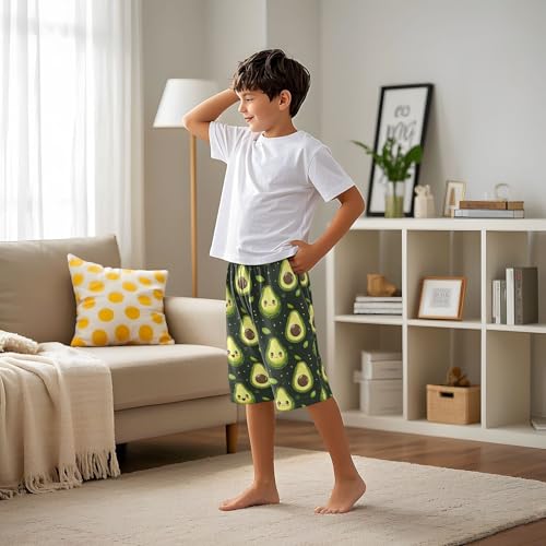 Cartoon Avacado Smile Short Pajama Pants Bottoms Soft Sleepwear with Pockets4