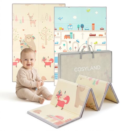 COSYLAND Tapis d’éveil bébé pliable – Tapis bébé en mousse pour sol, tapis de jeux bébé et tapis enfant, tapis d’éveil évolutif pour enfants,...