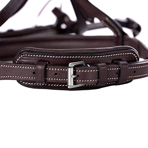 Equinavia Valkyrie Fancy Stitched Padded Cavesson Hunter Bridle With Reins - Chocolate Brown - Horse #TOP7
