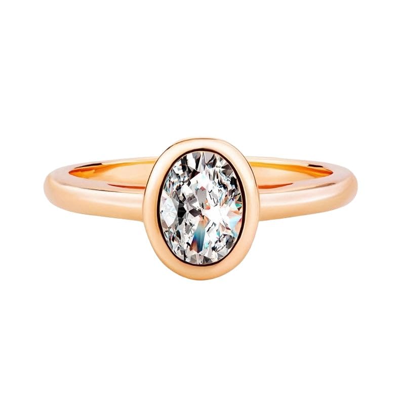 Moissanite Oval Centerpiece Engagement Ring | Lab Grown 1.2ct Diamond & Rose Gold Plated Ring | Sterling Silver Rings for Women | Engagement Rings for Women | Womens Wedding Bands
