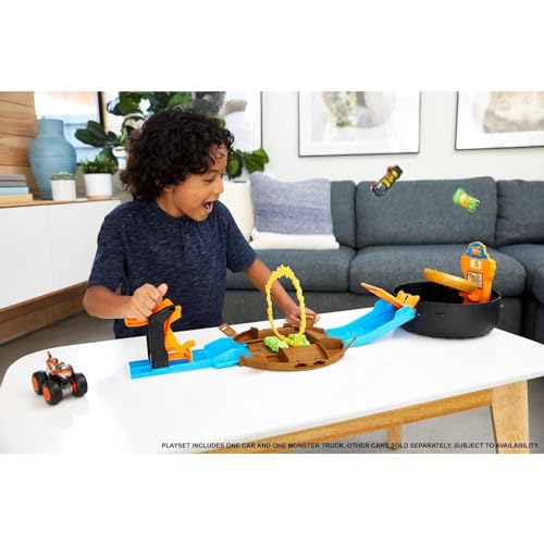 Hot Wheels Monster Truck Coffret Arène Roue avec Lanceur Petite Voiture et véhicule aux Roues géantes Jouet pour Enfant GVK48 - vue 6