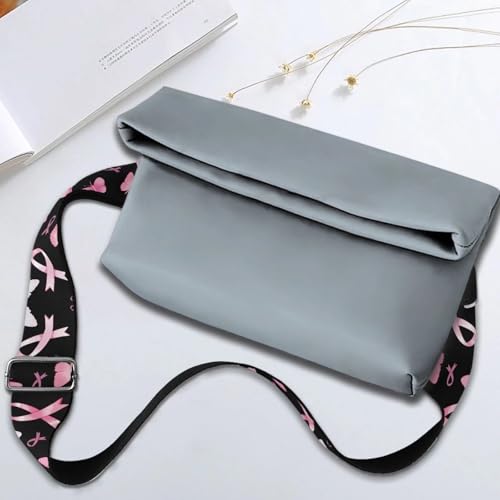 Image of GLENLCWE Pink Ribbon Purse Strap Replacement Crossbody Wide Shoulder Strap Adjustable Canvas Straps Handbag Strap Replacement Belts