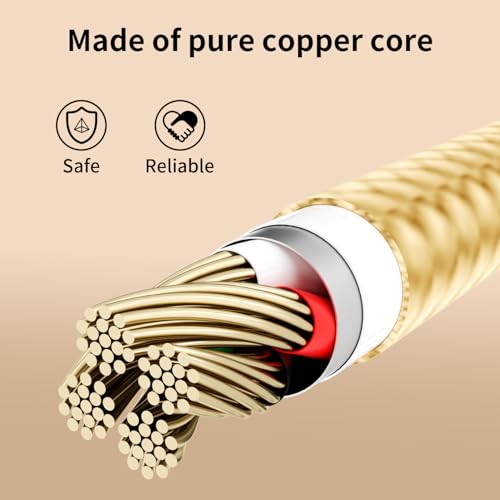 Image of IDISON USB C Multi Charging Cable [2Pack 4FT], 3 in 1 Charging Cable Nylon Braided USB-C Multiple Charger Cord with Type-C, Micro USB and IP Port for Cell Phones and More (Golden)