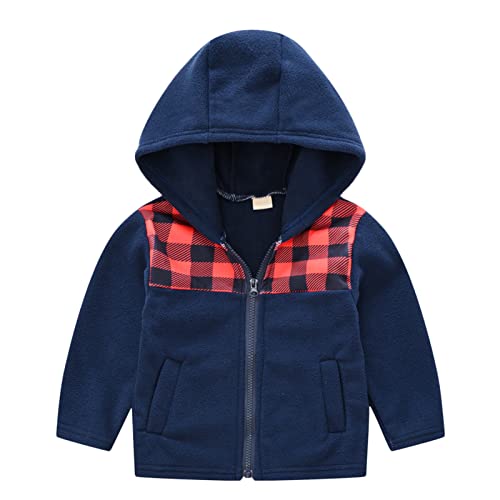 sfdgfhyf Toddler Boys Girls Winter Long Sleeve Fashion Plaid Prints Thick Warm Hooded Tops Soft Coat Dinosaur