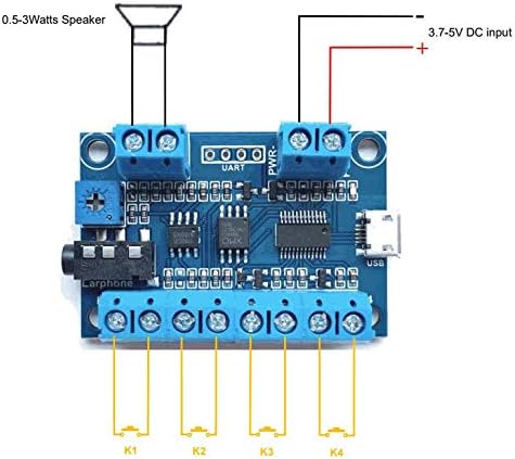 Miniatura 3 de Sensor de movimiento o interruptor de botón Módulo de sonido de reproductor MP3 activado con salida de carga (con bloques de terminales)