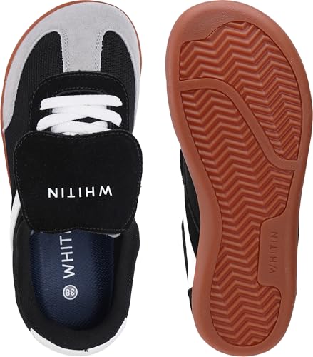 Image of WHITIN Wide Toe Box Barefoot Shoes for Women + Fashion Tennis Sneakers + Trendy Fold-Over Tongue