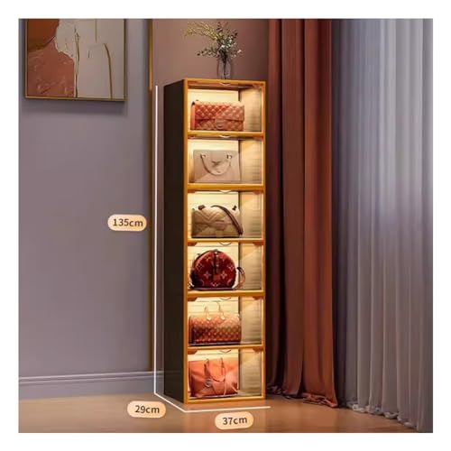 透明プラスチックのハンドバッグ収納ケース、 クローゼットアクリルショーケース ハンドバッグや財布ロッカー用 マグネットカバー 本、おもちゃ、帽子 (色 : Orange, サイズ : 37x29x135cm)