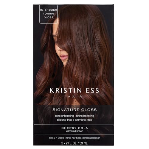 Kristin Ess Hair Gloss in Cherry Cola Warm Red Brown - 4 Wk Semi Permanent Hair Dye Glaze - Color Depositing Conditioner & Brassy Toner for Vibrant Color, Shine...
