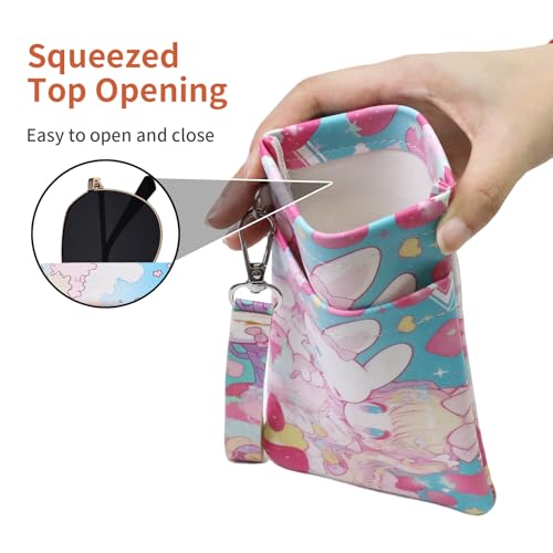 Image of Double Eyeglass Case Soft Dual Glasses Case for Women Men Travel Squeeze Top Sunglasses Cases Eyeglasses Pouch