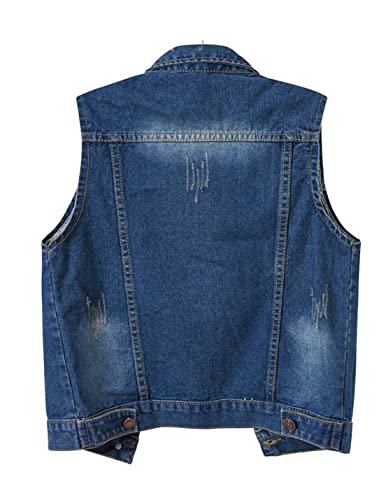 VIEWON Women's Casual Denim Waistcoat Frayed Sleeveless Ripped Jacket Vest with Pockets2